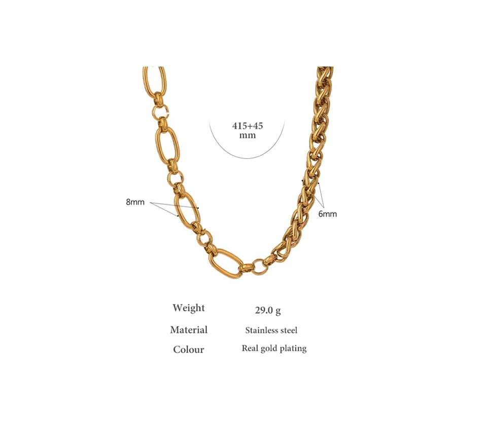 18K PVD Gold Plated Stainless Steel Chain Necklace & Bracelet Set