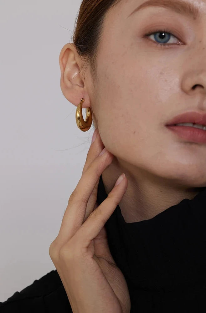 18K Gold Plated Stainless Steel Hoop Earrings