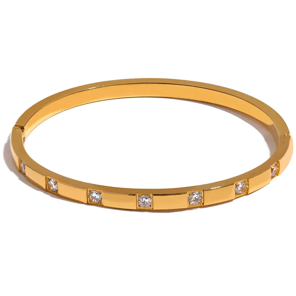 18K Gold Plated Stainless Steel Wrist Bangle Bracelet